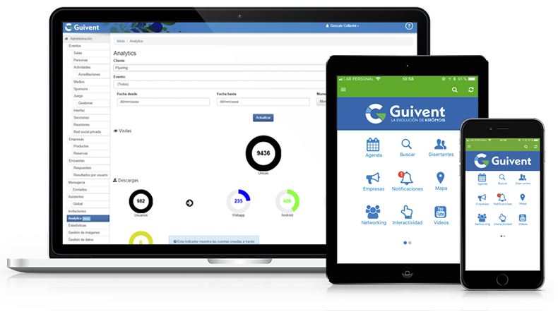Guivent, Aplicación personalizable y autogestionable para eventos
